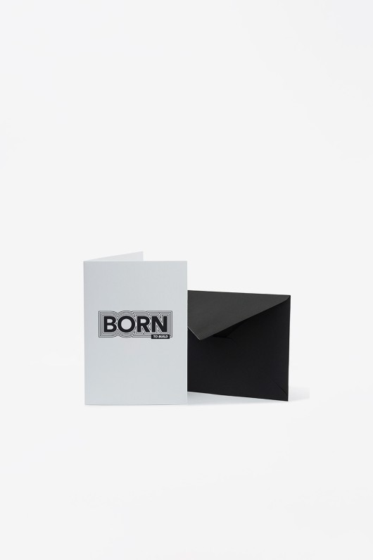 born to build card with mailing envelope