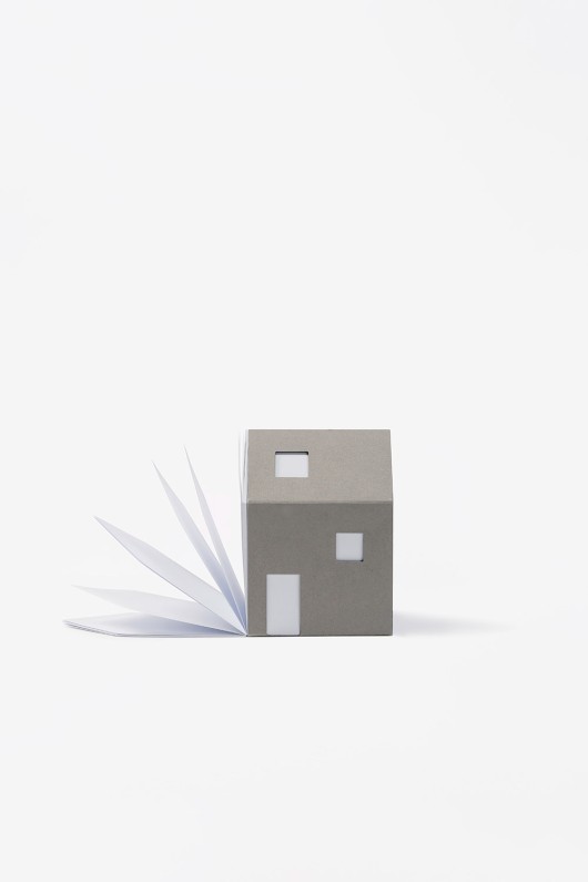 grey house-shaped notepad
