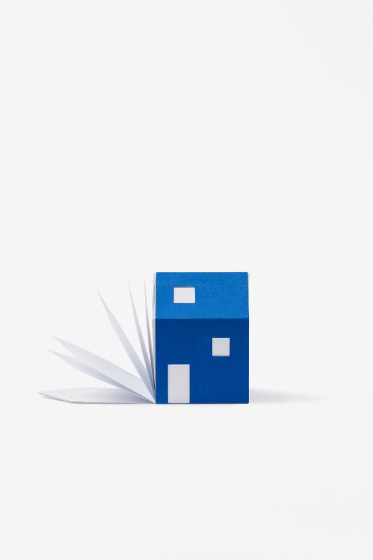 blue house-shaped notepad