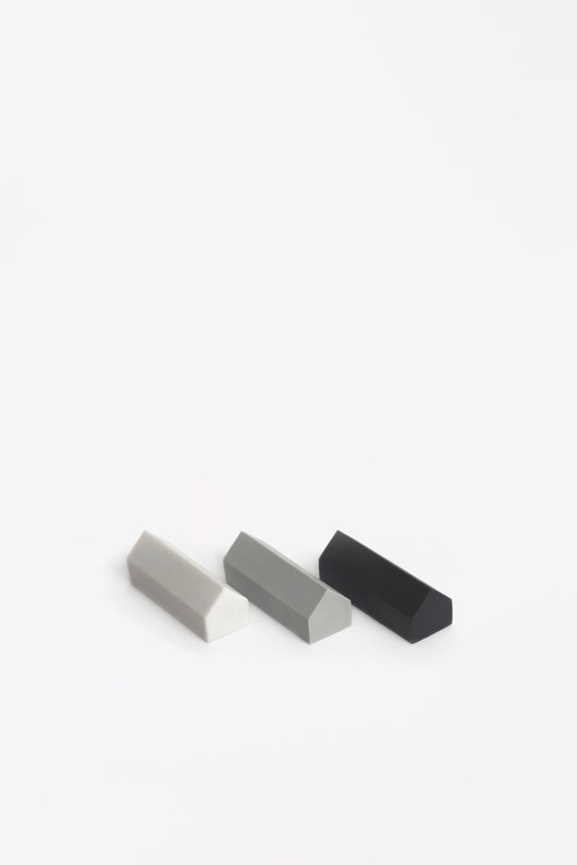 little house-shaped erasers - grey, black and white