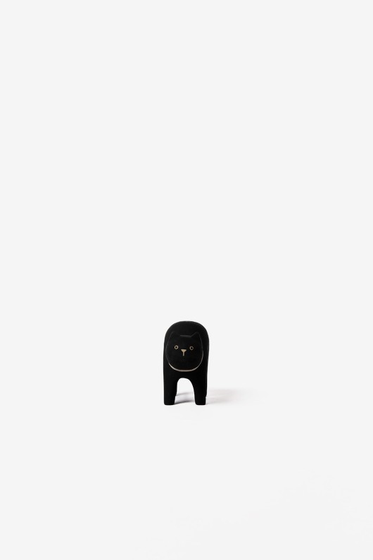 black cat wooden figure - front