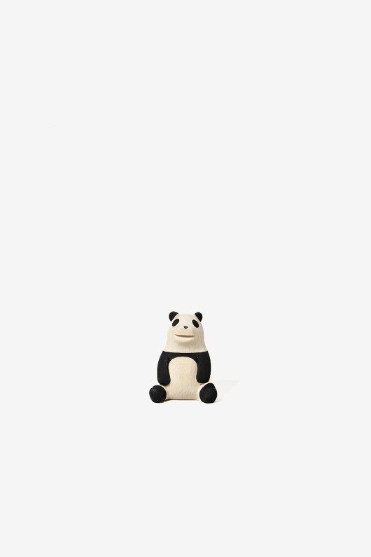 small wooden panda figure - front view