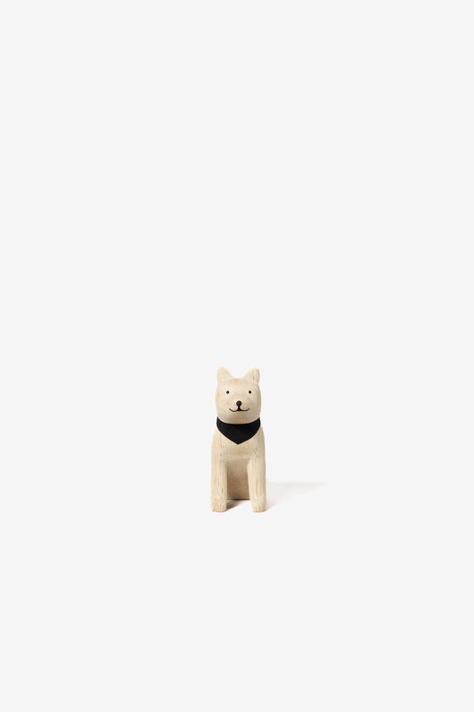 small akita dog wooden figure - front view