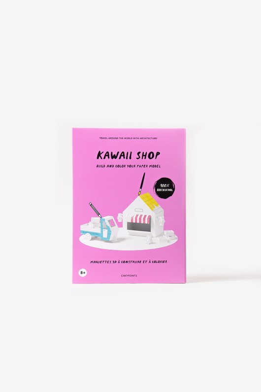 Maquette en papier à construire Kawaii Shop de face