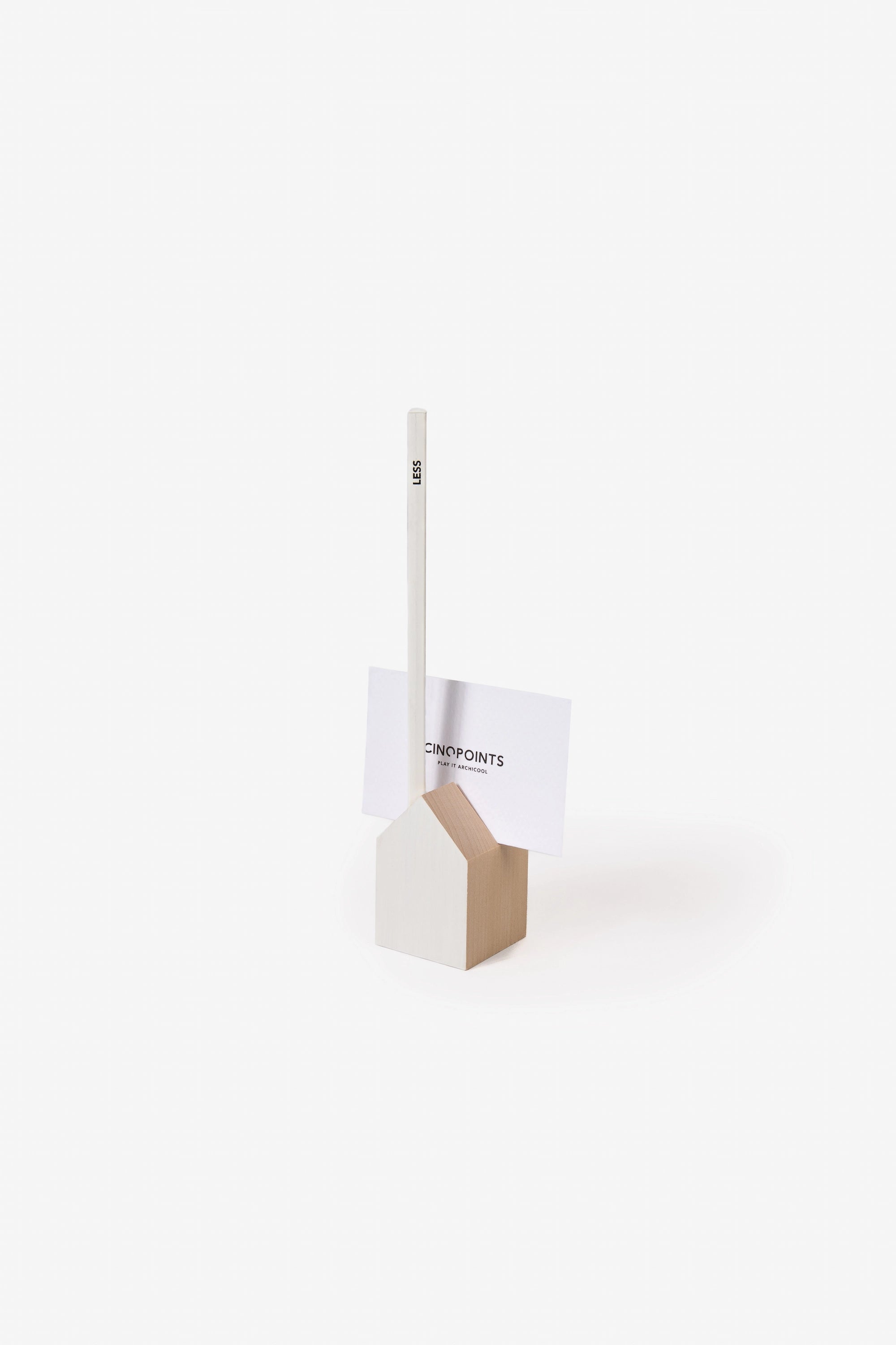 White Wooden Pencil Card Holder - Tiny House